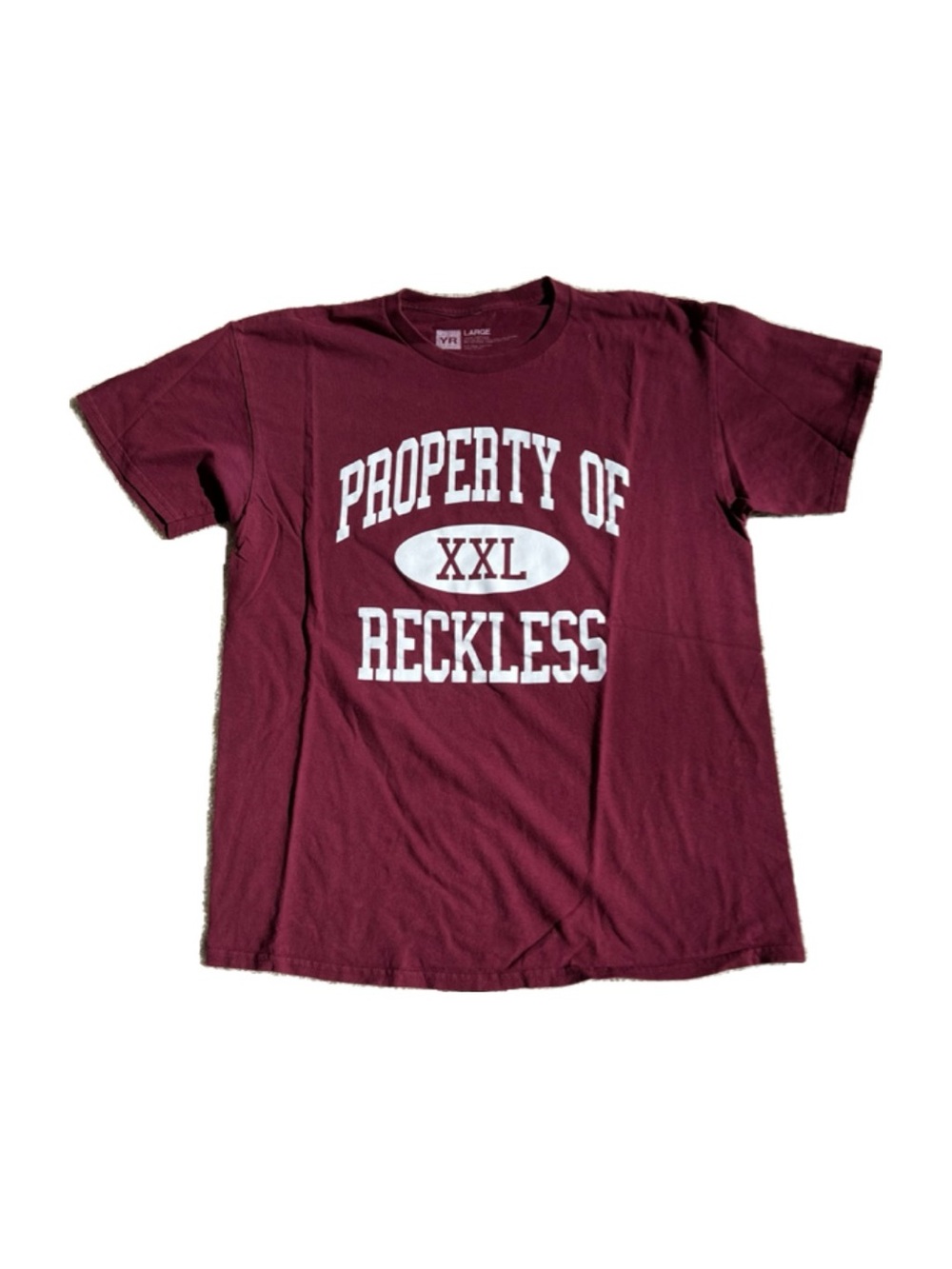 Young & Reckless Maroon Tee with White Athletic Print